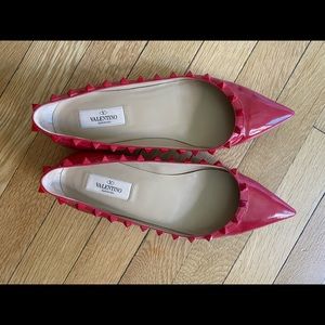 Valentino Rockstud Pointed Toe Ballerina Flat